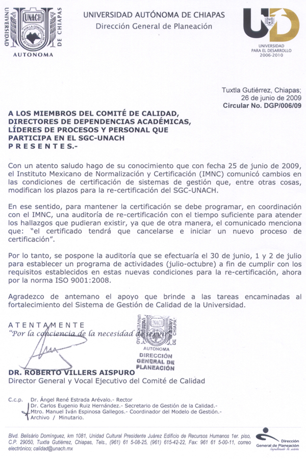 CIRCULAR DGP-006-09